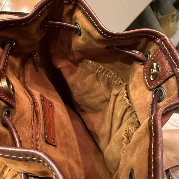 Patricia Nash Bags Tricia Nash Bronte Cognac Nubuck Leather Bucket